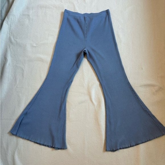 Aerie Kick-it Ribbed Knit Super Flare Bell Bottoms Pants Size L - Picture 2 of 8